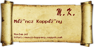 Müncz Koppány névjegykártya